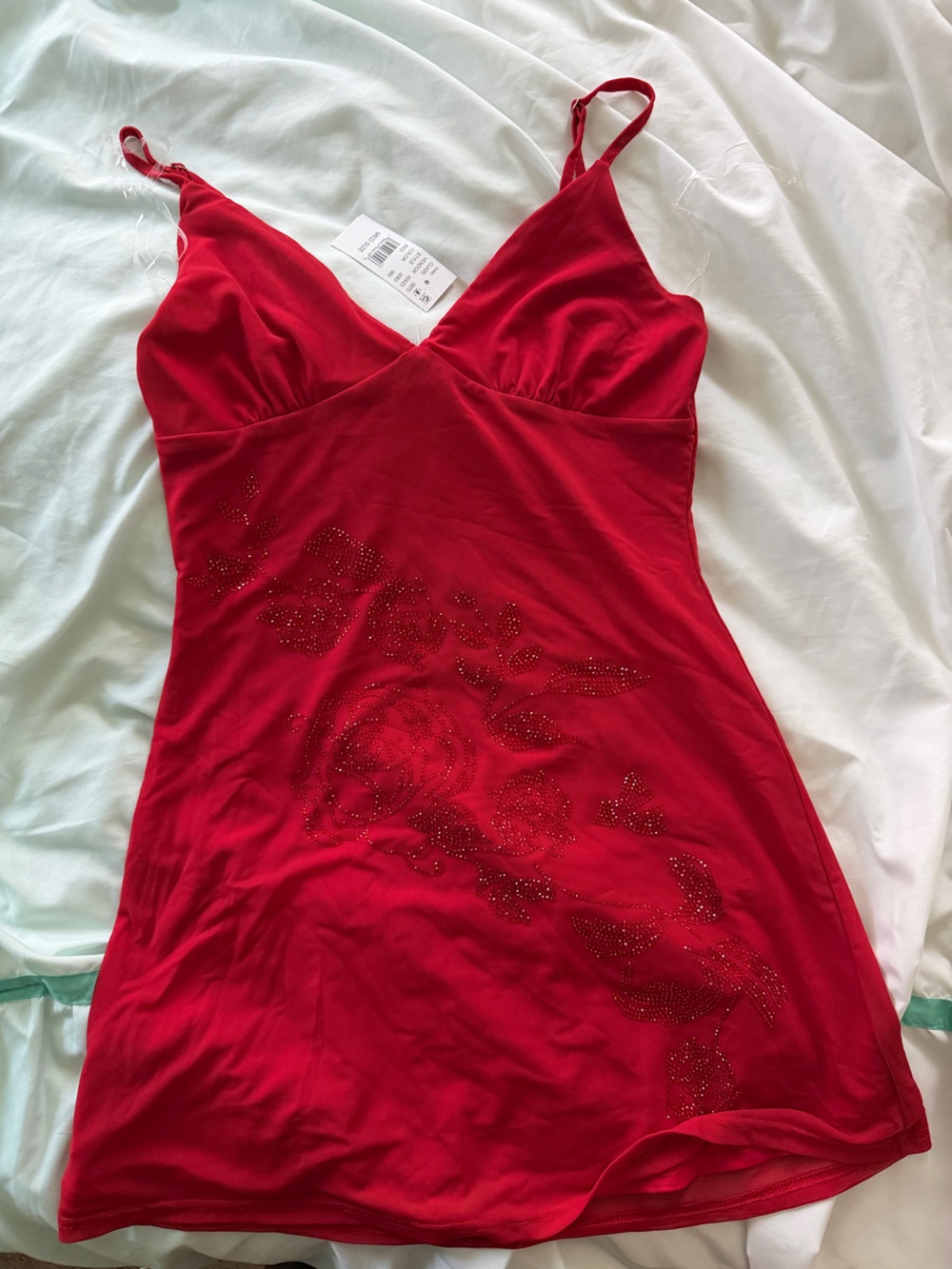 Pacsun Red Rhinestone Floral Slip Dress - Picture 6 of 6